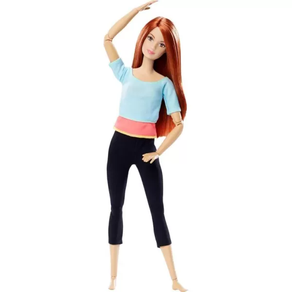 Barbie Made to Move Posable Doll in Green ColorBlocked Top and Yoga Leggings Flexible with Brown HairLight Blue Top