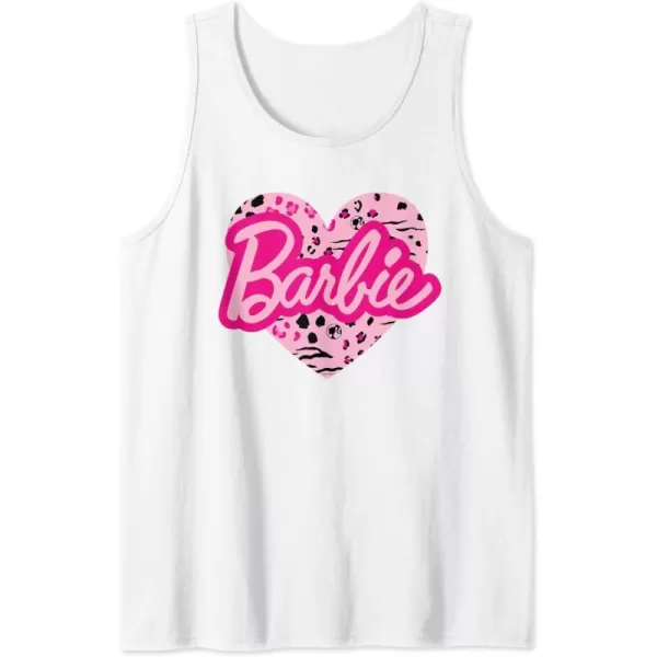 Barbie Patterned Heart Logo Tank TopWhite