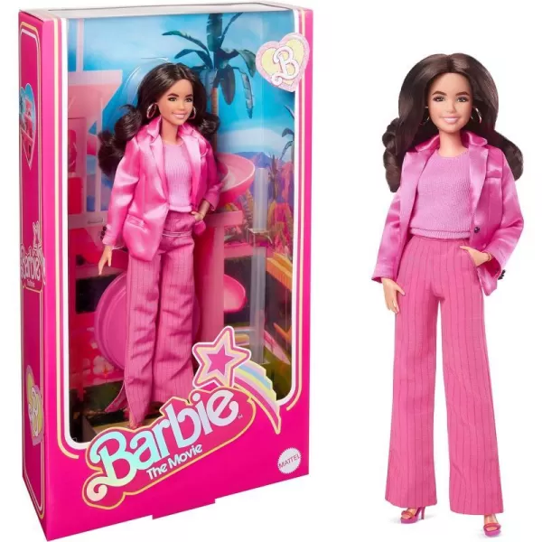 Barbie The Movie Doll Gloria Collectible Wearing ThreePiece Pink Power Pantsuit with Strappy Heels and Golden EarringsBarbie The Movie Doll Gloria Collectible Wearing ThreePiece Pink Power Pantsuit with Strappy Heels and Golden Earrings