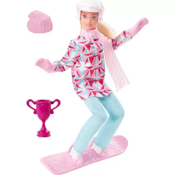 Barbie Winter Sports Ice Skater Brunette Doll 12 Inches with Pink Dress Jacket Rose Bouquet amp Trophy Great Gift for Ages 3 and UpSnowboarder