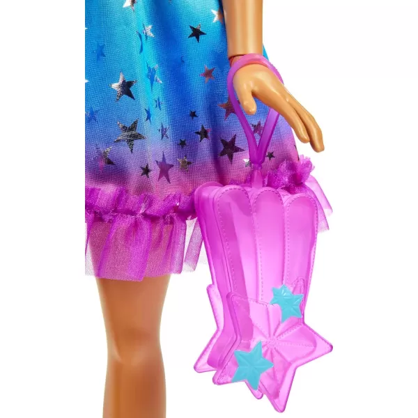 Barbie Large Doll with Dark Brown Hair 28 Inches Tall Rainbow Dress and Styling Accessories Including Shooting Star HandbagLight Brown Hair