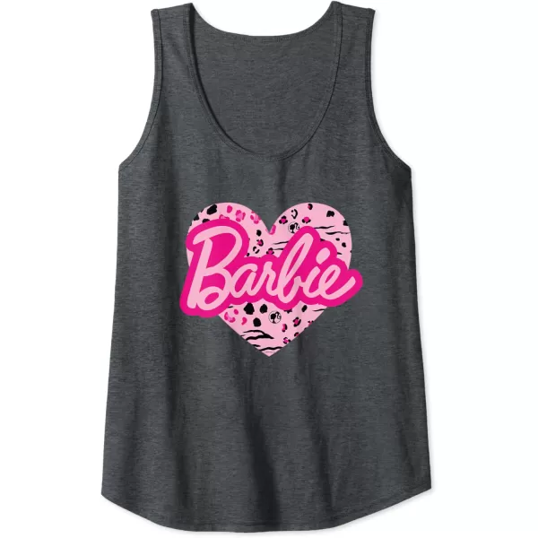 Barbie Patterned Heart Logo Tank TopDark Heather Grey