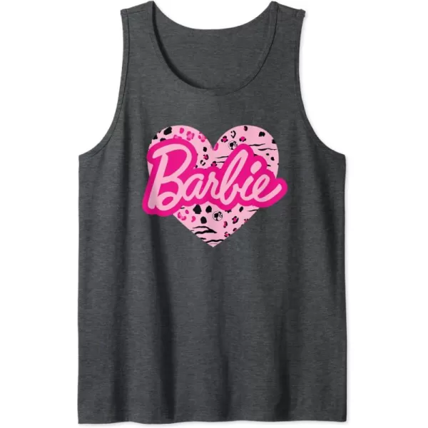 Barbie Patterned Heart Logo Tank TopDark Heather Grey