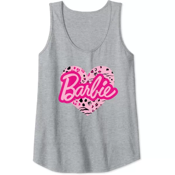 Barbie Patterned Heart Logo Tank TopHeather Grey