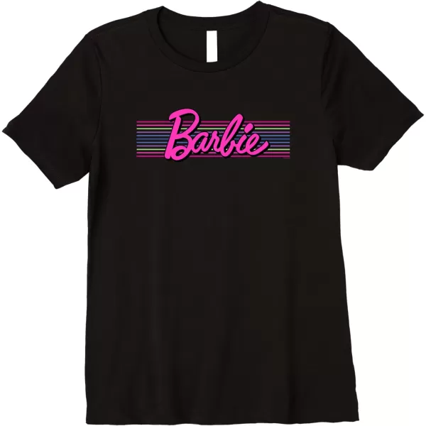 Barbie Stripes Logo Premium TShirtBlack