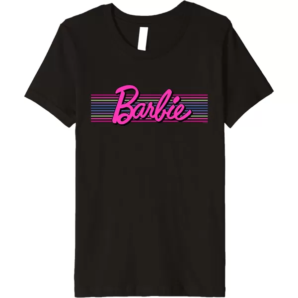 Barbie Stripes Logo Premium TShirtBlack