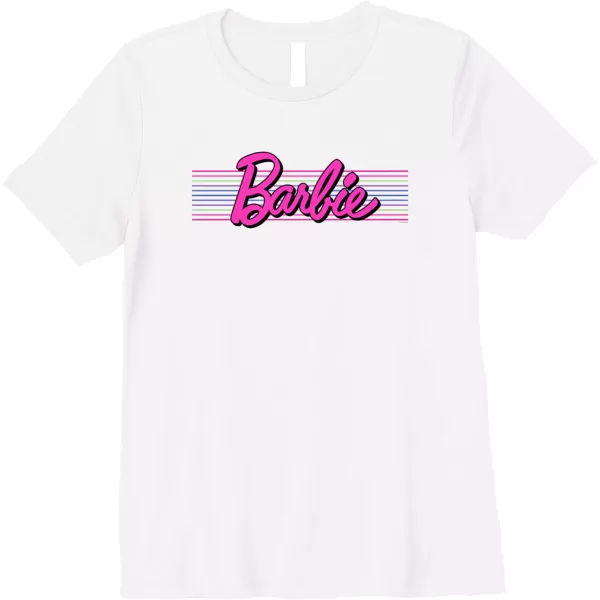 Barbie Stripes Logo Premium TShirtWhite