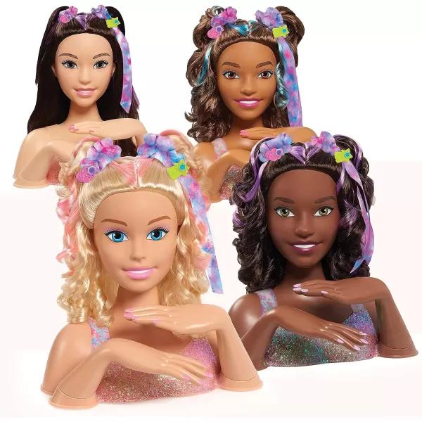 Barbie TieDye Deluxe 21Piece Styling Head Black Hair Includes 2 NonToxic Dye Colors Kids Toys for Ages 3 Up by Just PlayBrown Hair