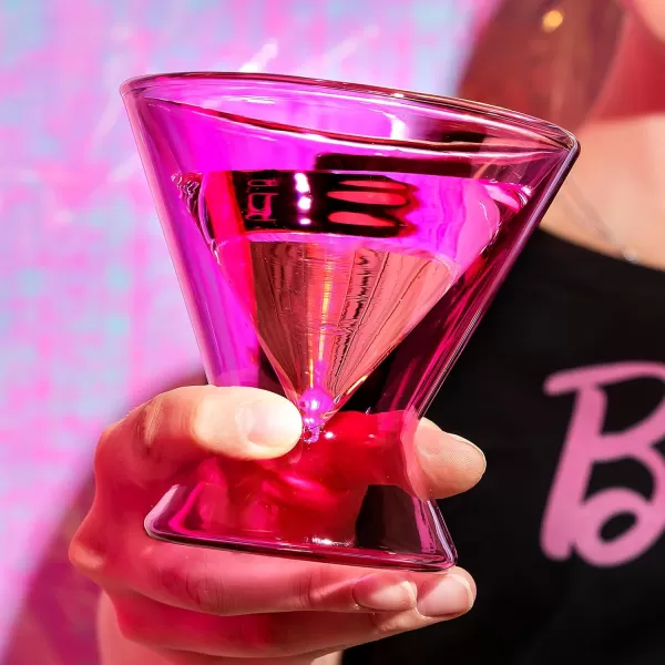 Dragon Glassware x Barbie Martini Glasses Stemless Pink and Magenta Double Wall Insulated Cocktail Glasses As Seen in Barbie The Movie 7 oz Capacity Set of 22 Count Pack of 1 Barbie