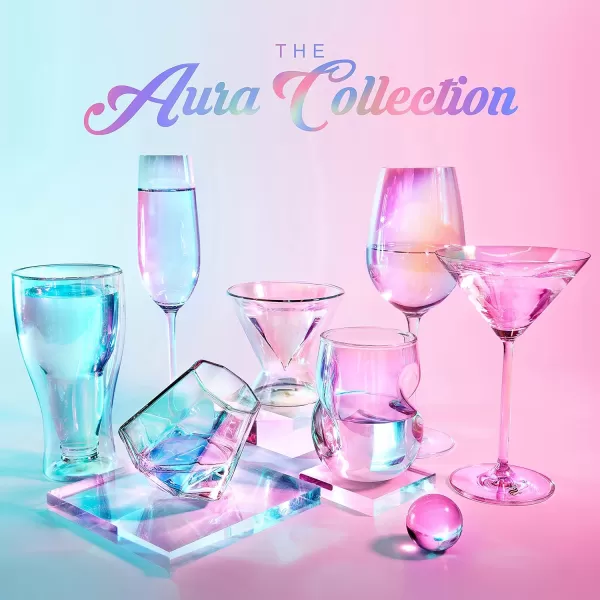 Dragon Glassware x Barbie Martini Glasses Stemless Pink and Magenta Double Wall Insulated Cocktail Glasses As Seen in Barbie The Movie 7 oz Capacity Set of 22 Count Pack of 1 Iridescent