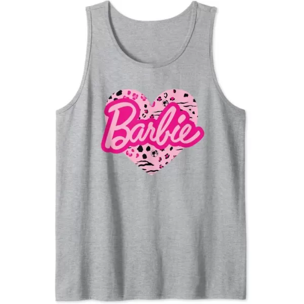 Barbie Patterned Heart Logo Tank TopHeather Grey