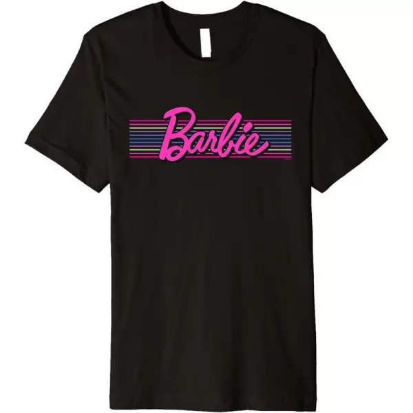 Barbie Stripes Logo Premium TShirtBlack