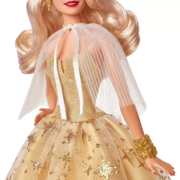 Barbie 2023 Holiday Barbie Doll Seasonal Collector Gift Barbie Signature Golden Gown and Displayable Packaging Dark Brown HairBlonde