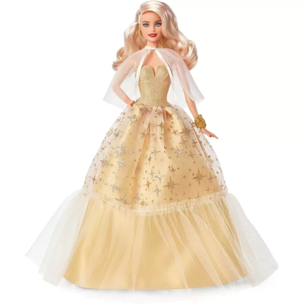 Barbie 2023 Holiday Barbie Doll Seasonal Collector Gift Barbie Signature Golden Gown and Displayable Packaging Dark Brown HairBlonde