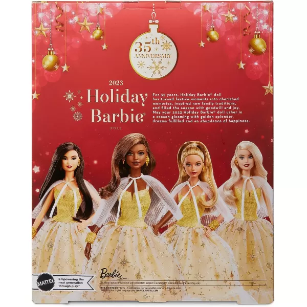 Barbie 2023 Holiday Barbie Doll Seasonal Collector Gift Barbie Signature Golden Gown and Displayable Packaging Dark Brown HairDark Brown