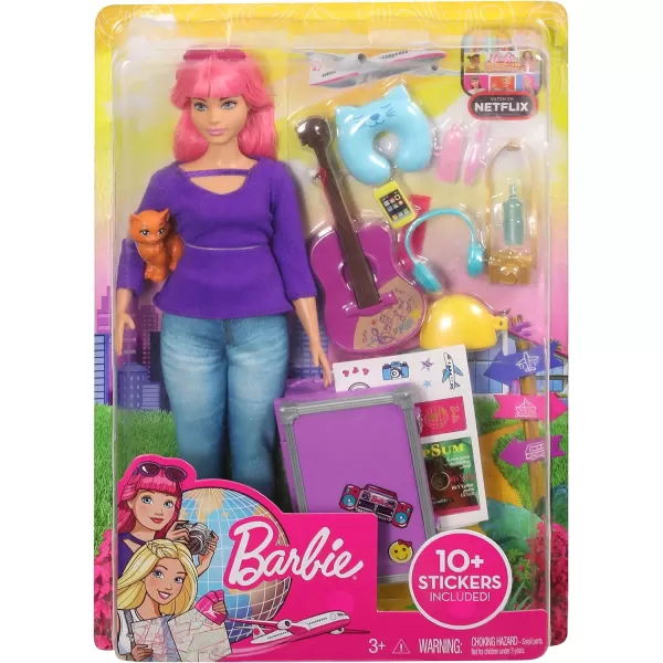 Barbie Daisy Doll Pink Hair Curvy with Kitten Guitar Opening Suitcase Stickers and 9 Accessories for 3 to 7 Year Olds Amazon ExclusiveStandard