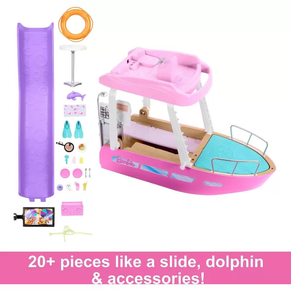 Barbie Toy Boat Playset Dream Boat with 20 Pieces Including Pool Slide amp Dolphin OceanThemed AccessoriesBarbie Toy Boat Playset Dream Boat with 20 Pieces Including Pool Slide amp Dolphin OceanThemed Accessories