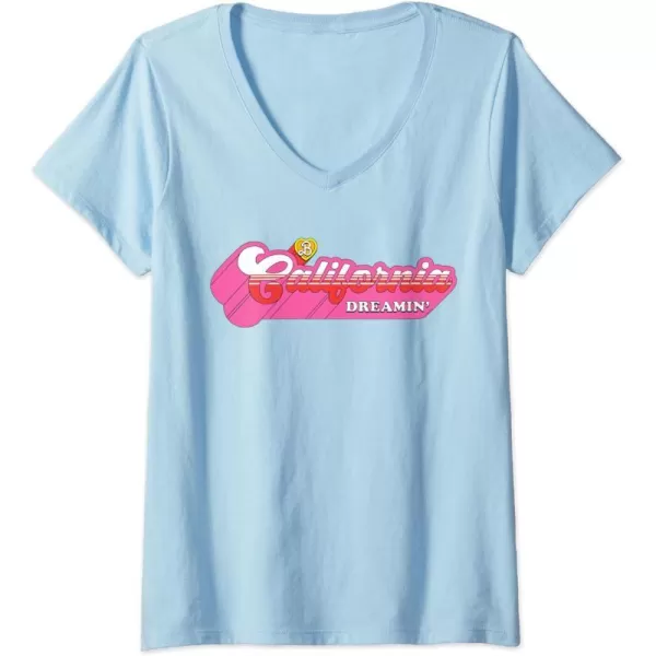 Womens Barbie  California Dreamin VNeck TShirtBaby Blue