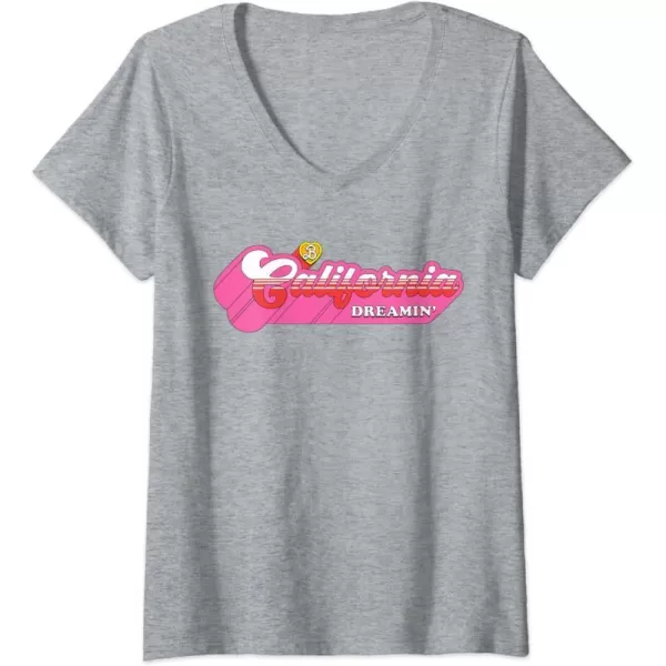 Womens Barbie  California Dreamin VNeck TShirtHeather Grey