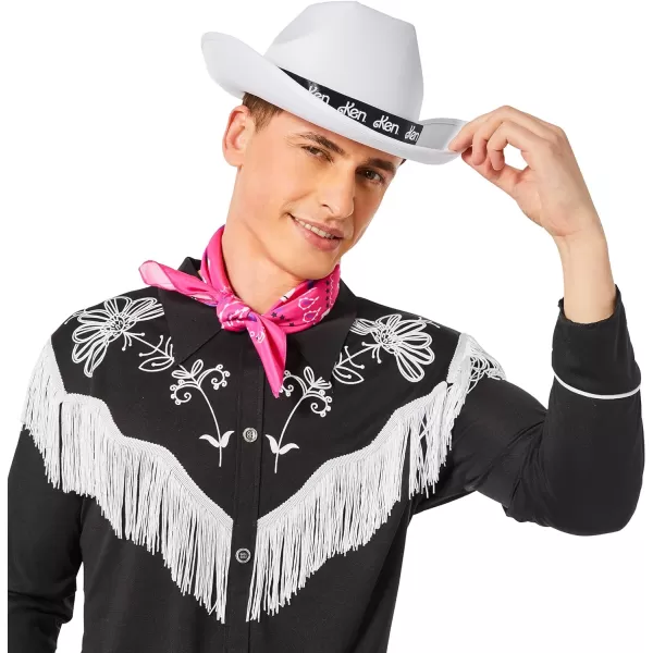 InSpirit Designs Adult Barbie and Ken Cowboy or Cowgirl Hat  Officially licensed  White Cowboy Hat  Interchangeable Barbie and Ken RibbonsOne Size