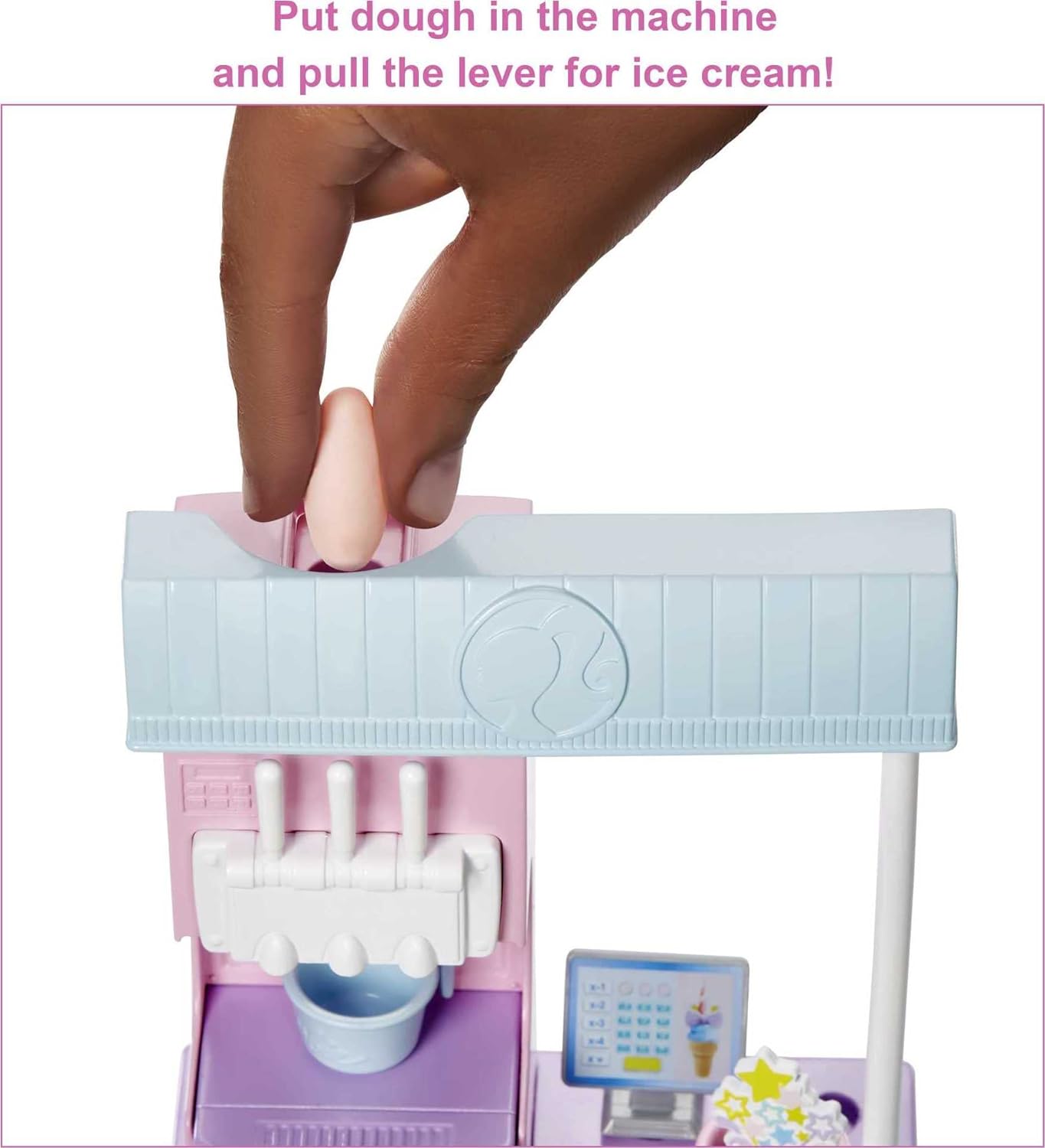 Barbie Careers Doll amp Accessories Ice Cream Shop Playset with Blonde Doll Ice Cream Machine Molds Dough amp MoreBrunette Multicolor