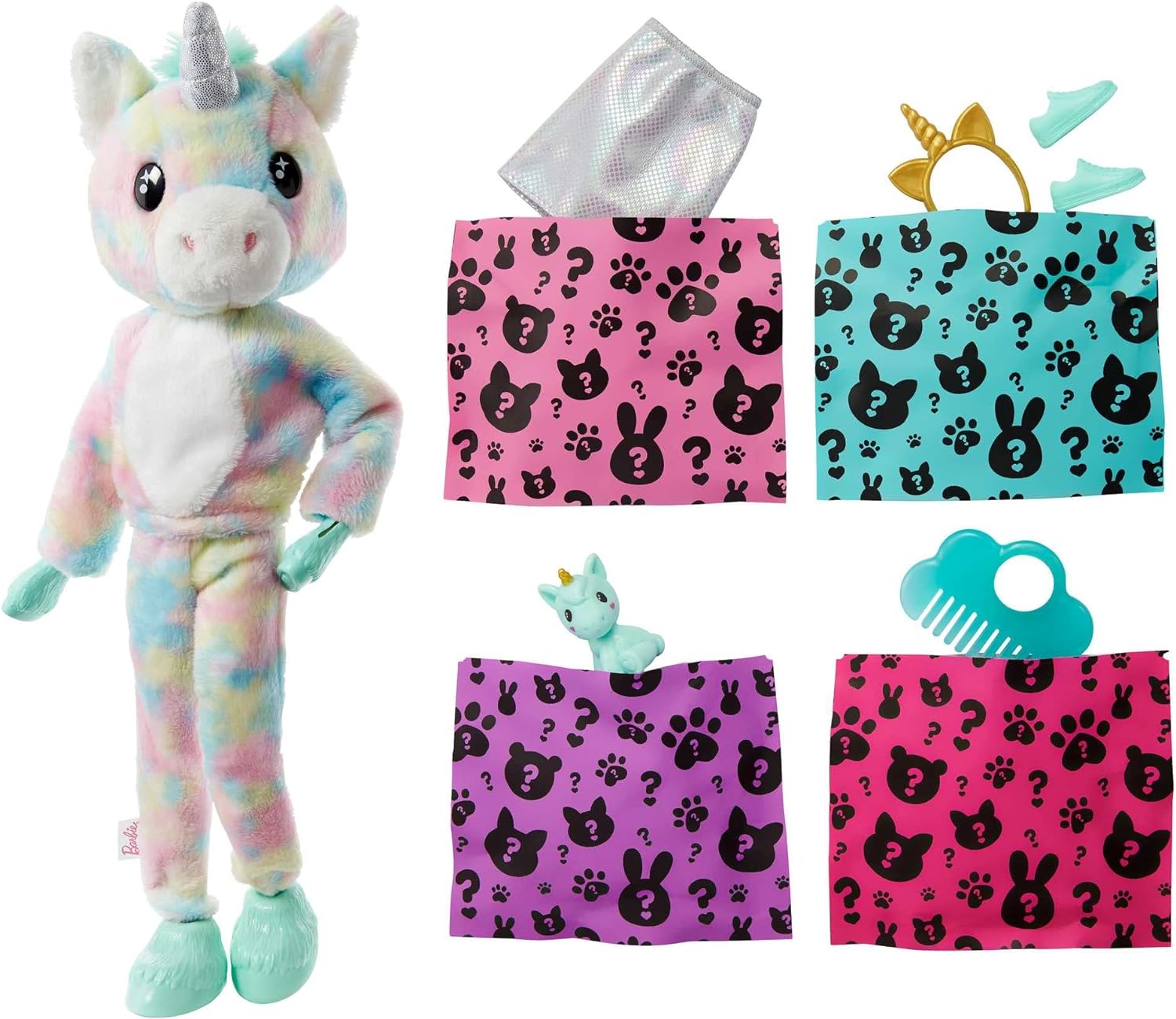 Barbie Doll Cutie Reveal Unicorn Plush Costume Doll with 10 Surprises Mini Pet Unicorn Color Change and Accessories Fantasy SeriesBarbie Doll Cutie Reveal Unicorn Plush Costume Doll with 10 Surprises Mini Pet Unicorn Color Change and Accessories Fantasy Series