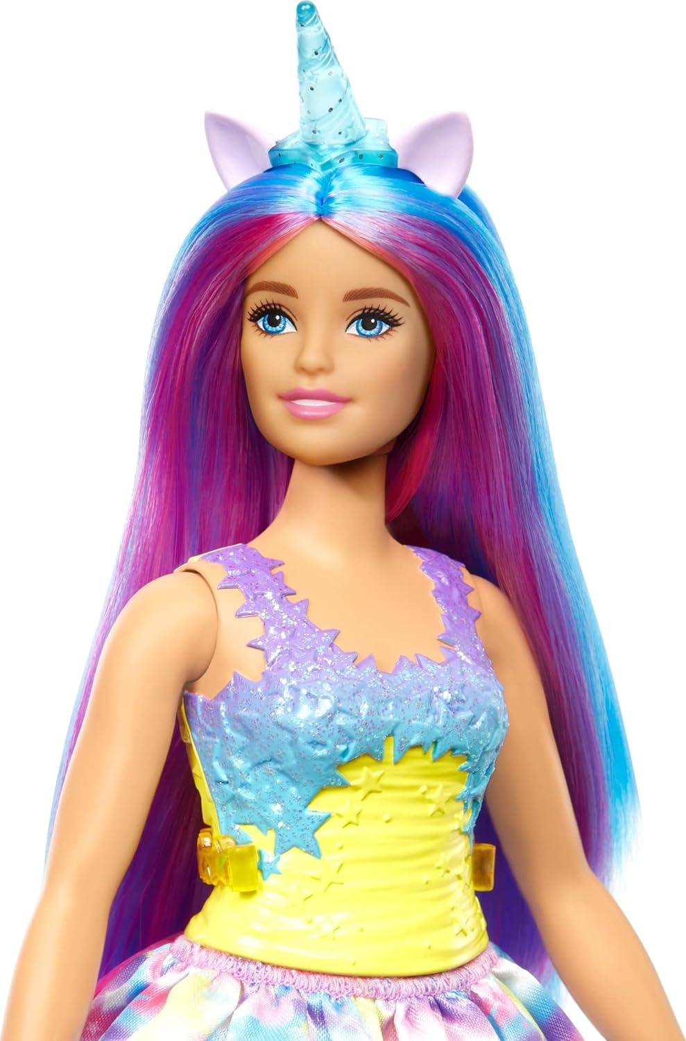 Barbie Dreamtopia Doll with Removable Unicorn Headband amp Tail Blue amp Purple Fantasy Hair amp Rainbow Skirt Unicorn ToyModern1 Multicolor