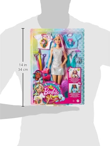 Barbie Fantasy Hair Doll amp Accessories Long Colorful Blonde Hair with Mermaid and UnicornInspired ClothesBlonde