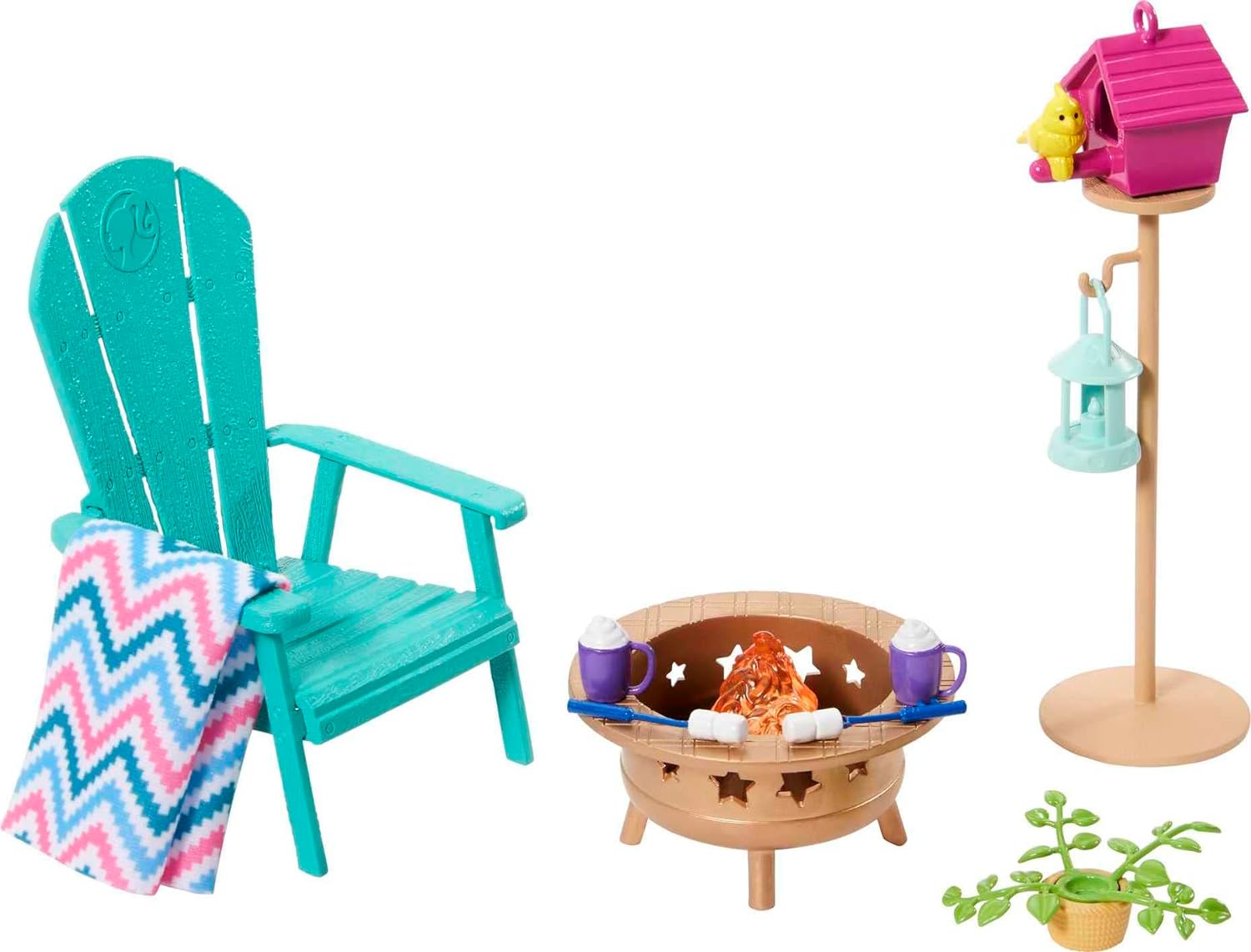 Barbie Furniture and Accessories Doll House Decor Set with Dishwasher Theme Kitchen AddOn with Counter SinkPatio Set Multicolor