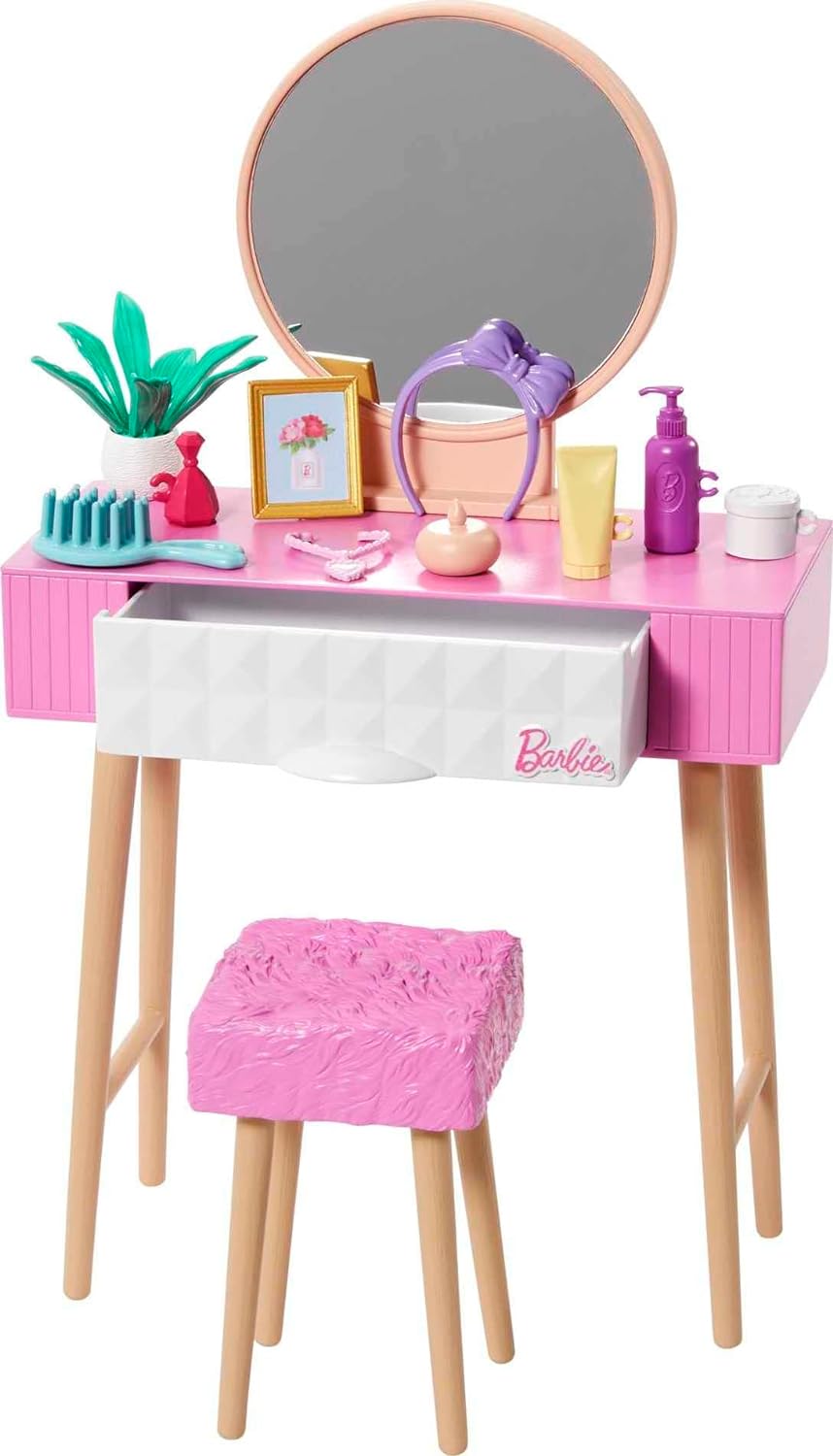 Barbie Furniture and Accessories Doll House Decor Set with Dishwasher Theme Kitchen AddOn with Counter SinkVanity Set Multicolor