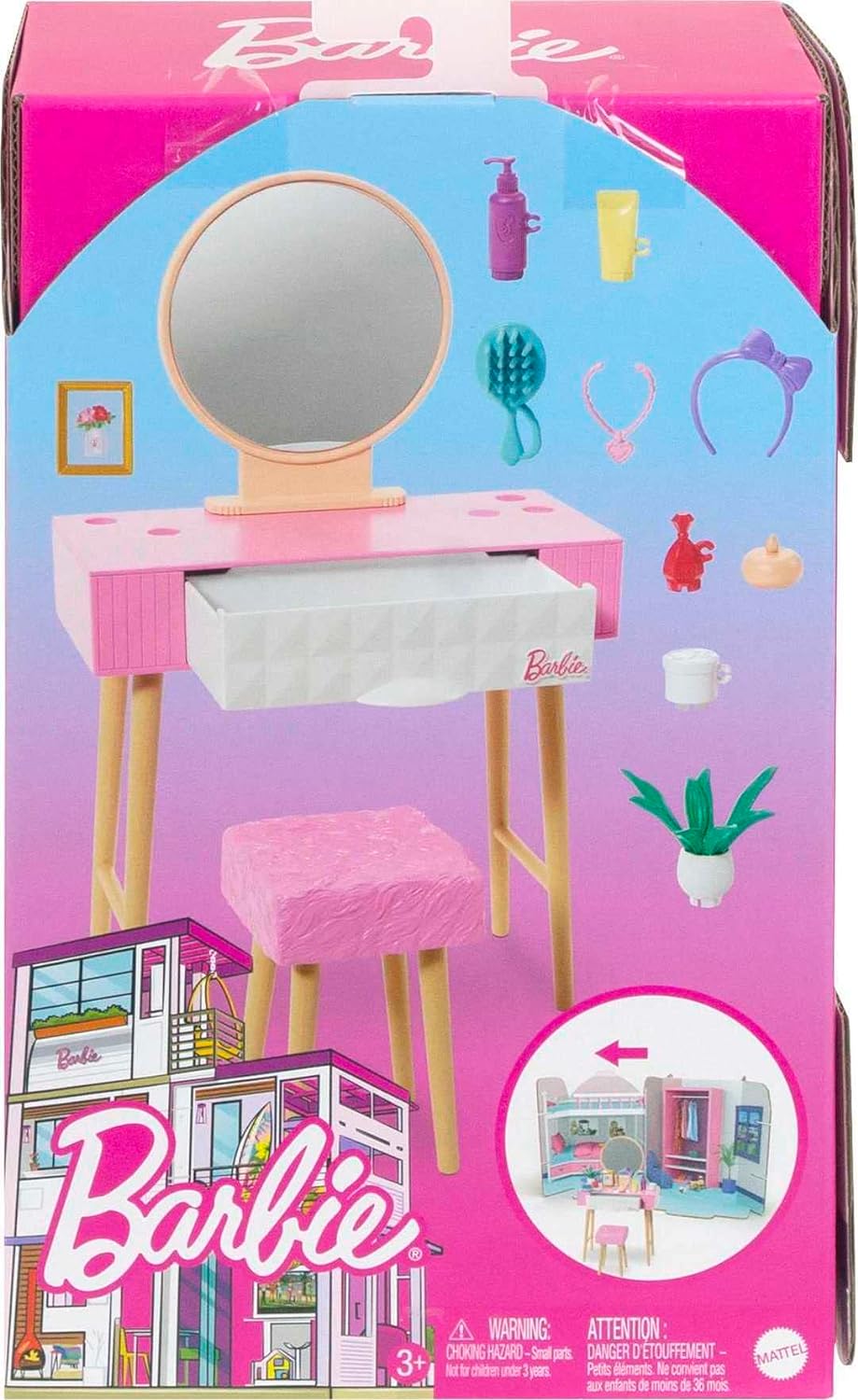 Barbie Furniture and Accessories Doll House Decor Set with Dishwasher Theme Kitchen AddOn with Counter SinkVanity Set Multicolor