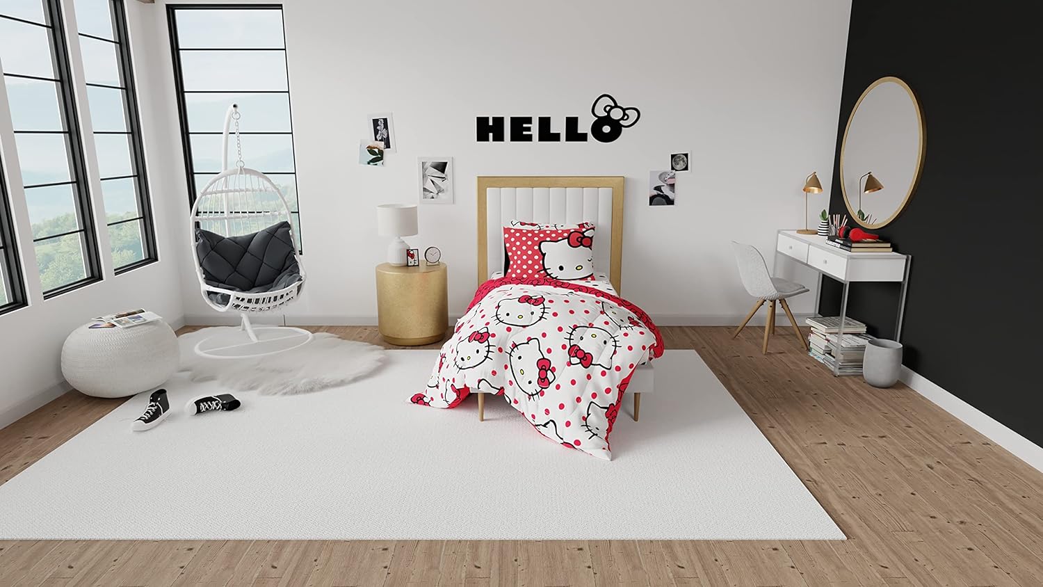 Franco Barbie Barbiecore Bedding Super Soft Comforter and Sheet Set with Sham 5 Piece Twin Size College Dorm Essentials Official Licensed ProductHello Kitty 5 Piece Twin Size