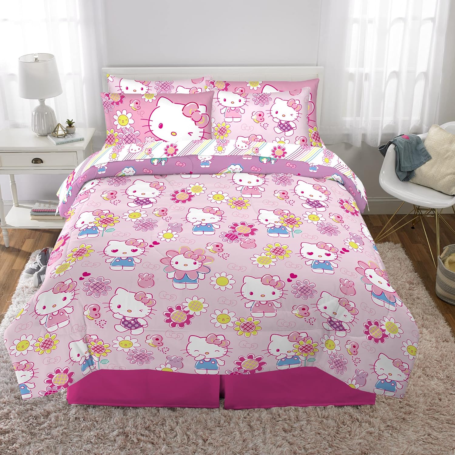 Franco Barbie Barbiecore Bedding Super Soft Comforter and Sheet Set with Sham 5 Piece Twin Size College Dorm Essentials Official Licensed ProductHello Kitty 7 Piece Full Size