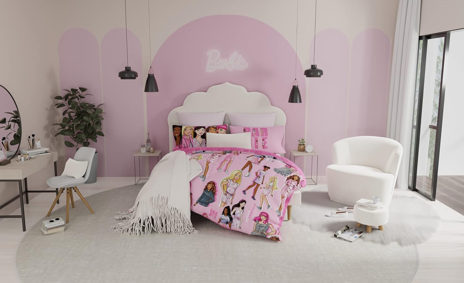 Franco Barbie Barbiecore Bedding Super Soft Comforter and Sheet Set with Sham 7 Piece Full Size Official Licensed ProductFranco Barbie Barbiecore Bedding Super Soft Comforter and Sheet Set with Sham 7 Piece Full Size Official Licensed Product