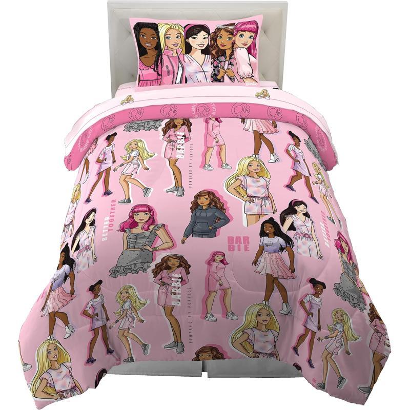 Franco Barbie Barbiecore Bedding Super Soft Comforter and Sheet Set with Sham 5 Piece Twin Size College Dorm Essentials Official Licensed ProductBarbie Twin