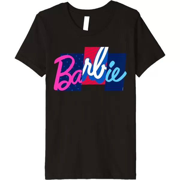 Barbie  Americana Mixed Logo Premium TShirtBlack