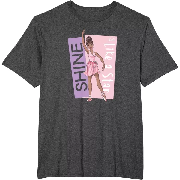 Barbie  Ballerina Barbie  Pink Leotard Shine Like a Star TShirtDark Heather Grey