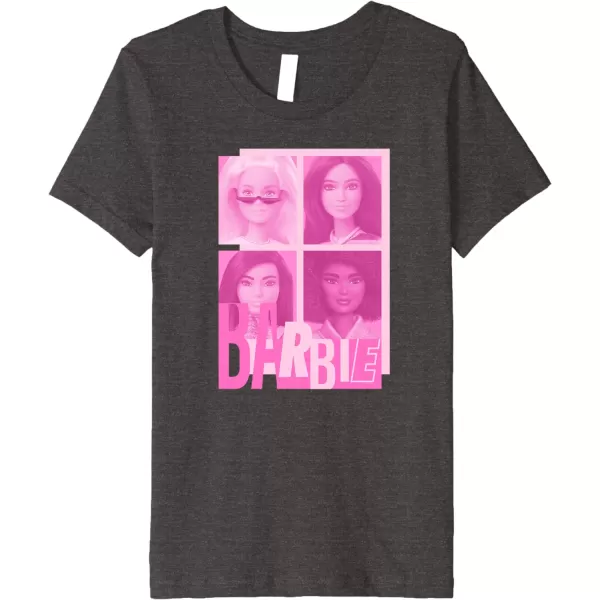 Barbie  Barbie Mixed Logo Grid Premium TShirtDark Heather Grey