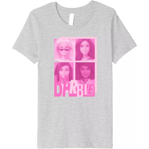 Barbie  Barbie Mixed Logo Grid Premium TShirtHeather Grey