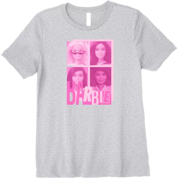 Barbie  Barbie Mixed Logo Grid Premium TShirtHeather Grey