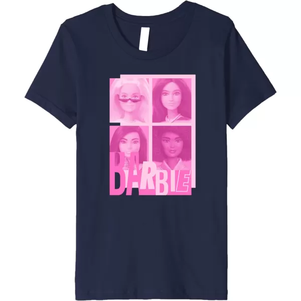 Barbie  Barbie Mixed Logo Grid Premium TShirtNavy Blue