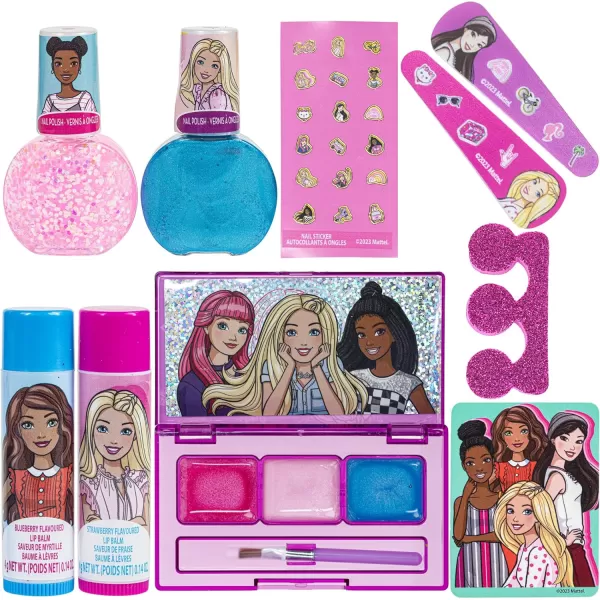 Barbie  Townley Girl 15 Pcs Makeup Filled Backpack Cosmetic Gift Set with Mirror Includes Lip Gloss Nail Polish Hair Bow amp More for Kids Girls Ages 3 Perfect for Parties Sleepovers amp MakeoversVERSION 2