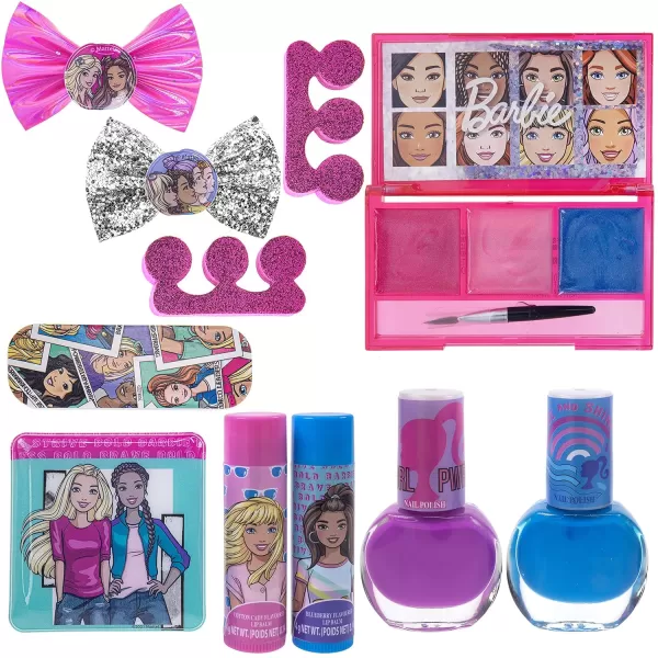 Barbie  Townley Girl 15 Pcs Makeup Filled Backpack Cosmetic Gift Set with Mirror Includes Lip Gloss Nail Polish Hair Bow amp More for Kids Girls Ages 3 Perfect for Parties Sleepovers amp MakeoversVERSION 1