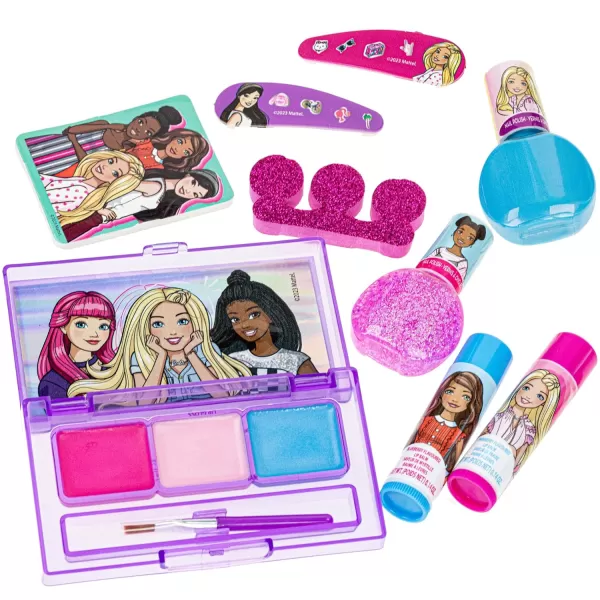 Barbie  Townley Girl 15 Pcs Makeup Filled Backpack Cosmetic Gift Set with Mirror Includes Lip Gloss Nail Polish Hair Bow amp More for Kids Girls Ages 3 Perfect for Parties Sleepovers amp MakeoversVERSION 2