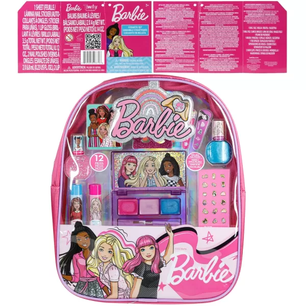 Barbie  Townley Girl 15 Pcs Makeup Filled Backpack Cosmetic Gift Set with Mirror Includes Lip Gloss Nail Polish Hair Bow amp More for Kids Girls Ages 3 Perfect for Parties Sleepovers amp MakeoversVERSION 2