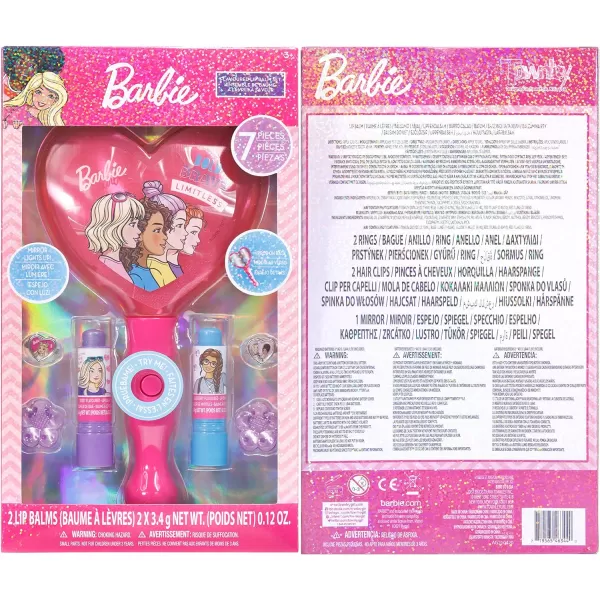 Barbie  Townley Girl 2 Pack Lip Balm Set with LightUp Mirror Hair Clips and Rings for Girls Ages 3Barbie  Townley Girl 2 Pack Lip Balm Set with LightUp Mirror Hair Clips and Rings for Girls Ages 3