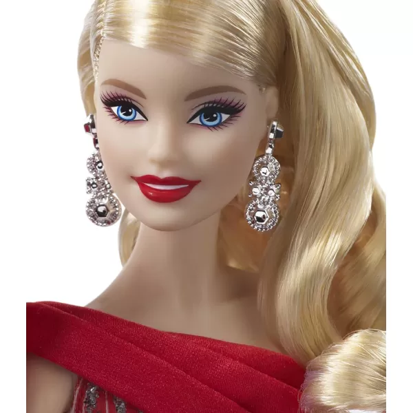 Barbie 2019 Holiday doll 115inch Blonde Wearing Red and White Gown with Doll Stand and Certificate of AuthenticityBlonde