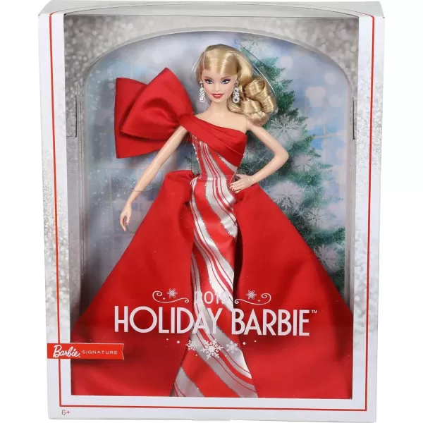 Barbie 2019 Holiday doll 115inch Blonde Wearing Red and White Gown with Doll Stand and Certificate of AuthenticityBlonde