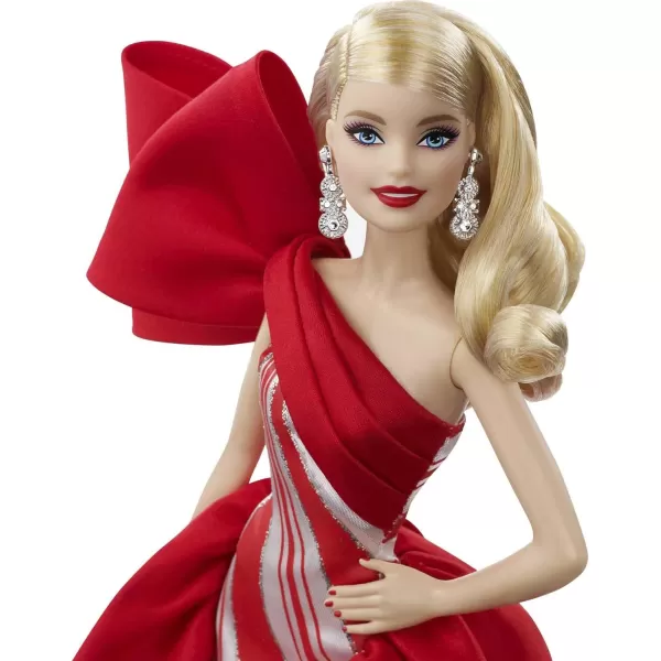 Barbie 2019 Holiday doll 115inch Blonde Wearing Red and White Gown with Doll Stand and Certificate of AuthenticityBlonde