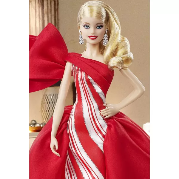 Barbie 2019 Holiday doll 115inch Blonde Wearing Red and White Gown with Doll Stand and Certificate of AuthenticityBlonde